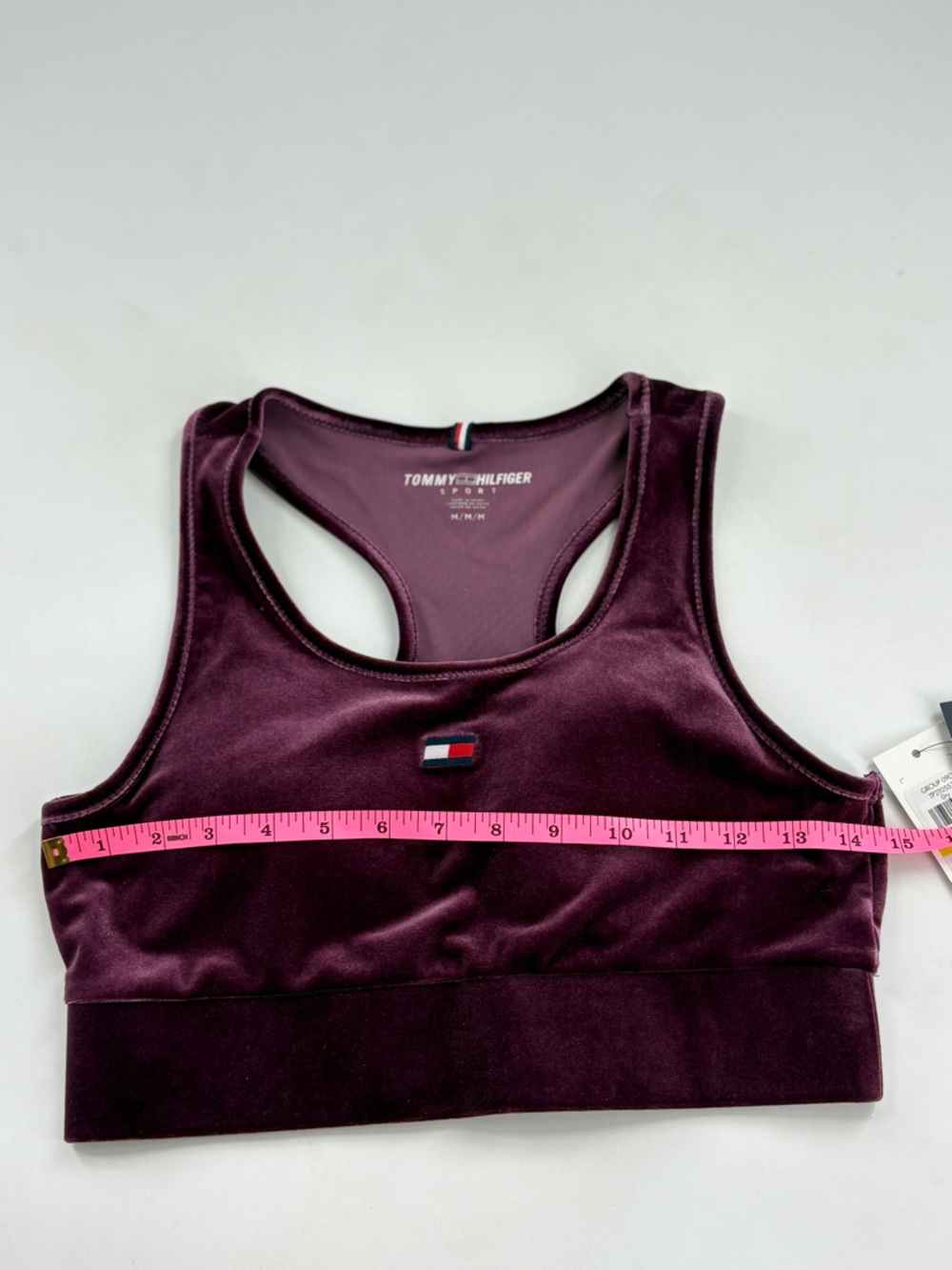 Tommy Hilfiger Velvet Racerback Sports Bra - Plum - Picture 7 of 9